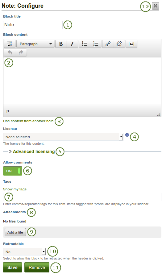 Configure the note block