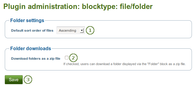 Configure the Folder block