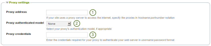 Proxy settings