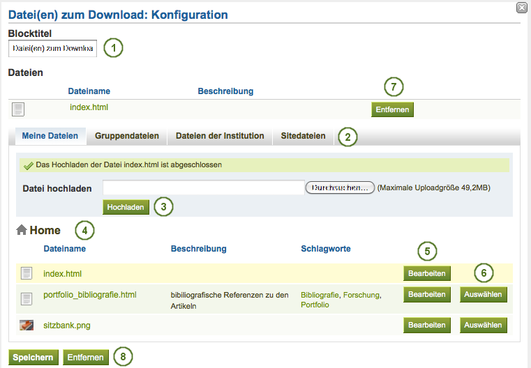 Configure the block Files to download