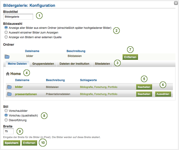 Configure the block Image Gallery