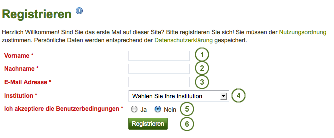 User self-registration for an institution