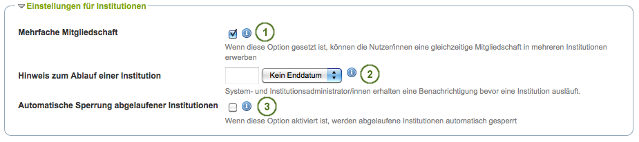 Institution settings