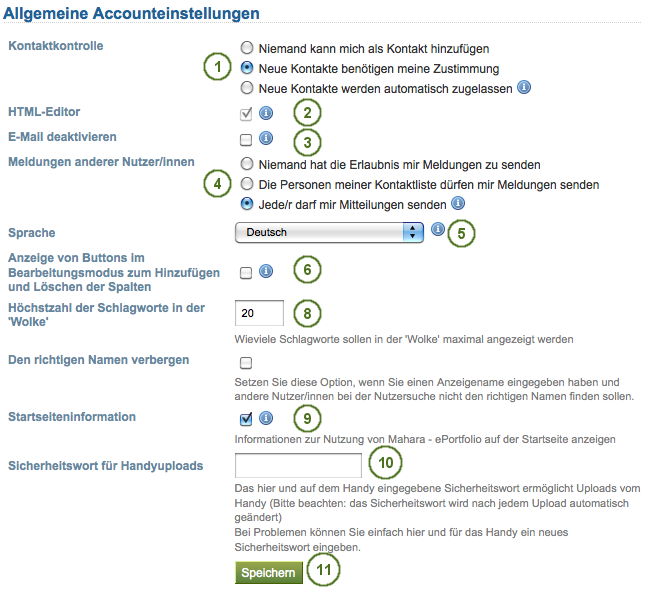 General account options