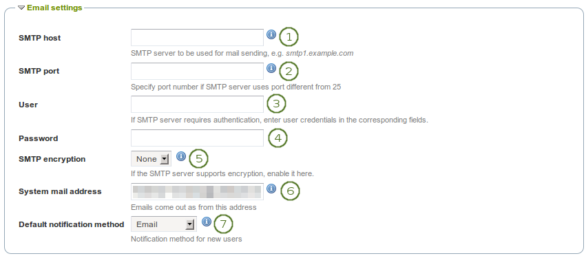 Email settings