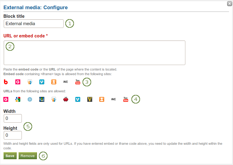 Configure the external media block