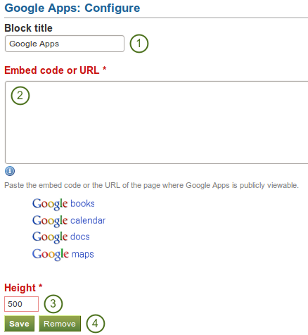 Configure the Google Apps block