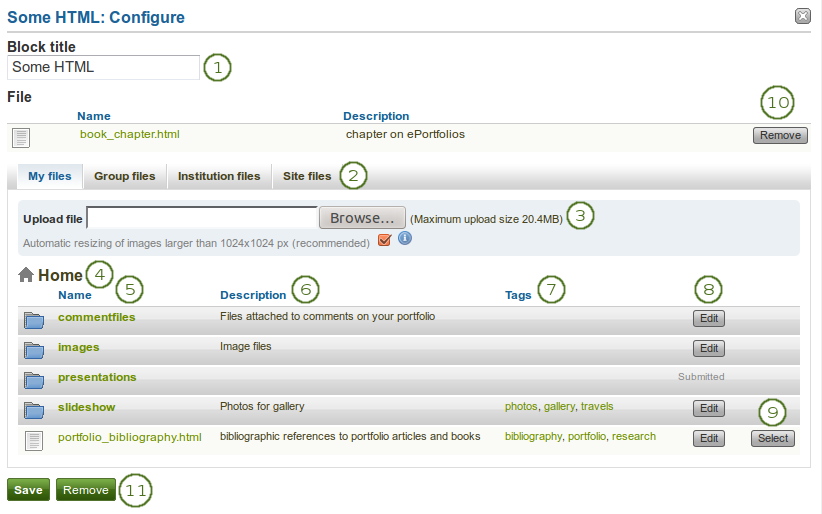 Configure the block Some HTML