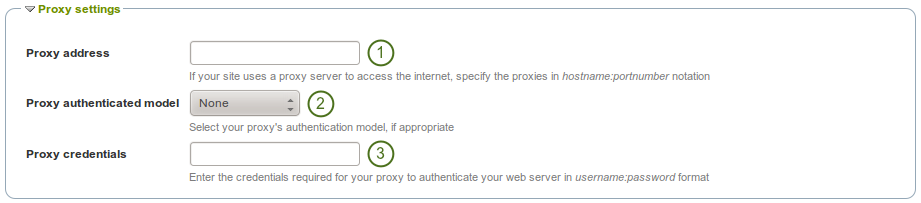 Proxy settings