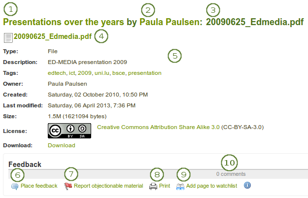 Metadata for a file that can be downloaded