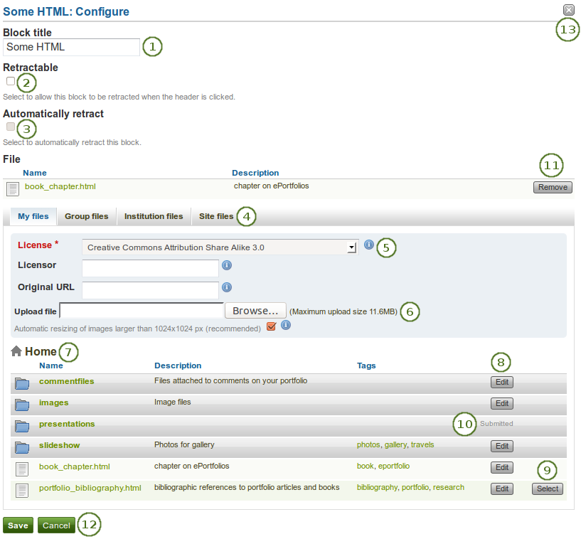 Configure the block Some HTML