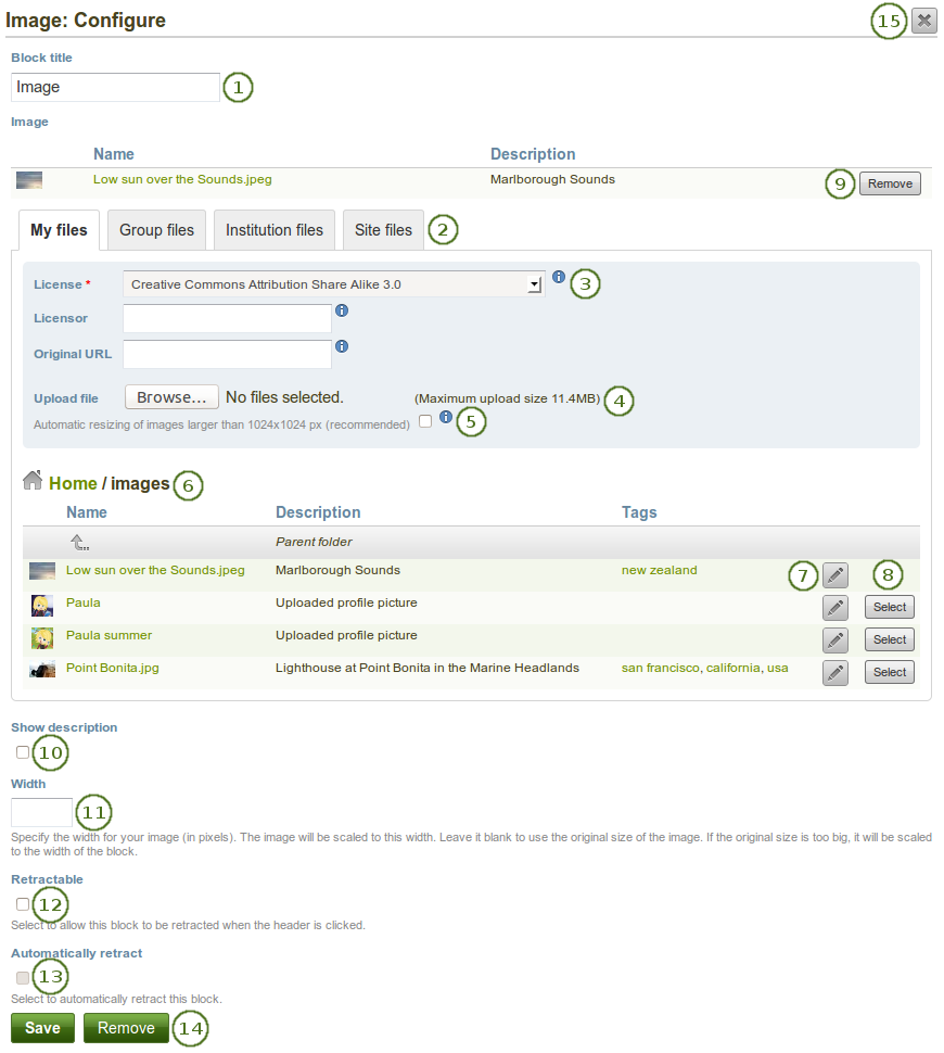 Configure the image block