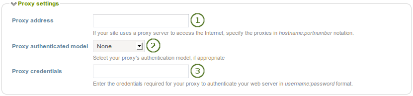 Proxy settings