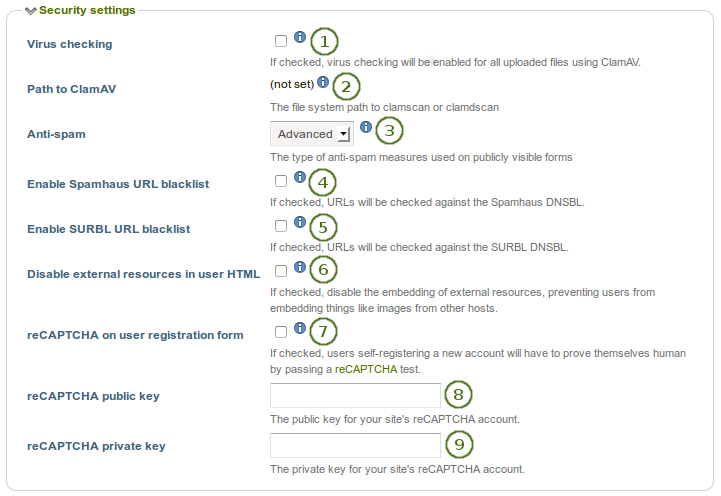 Security settings