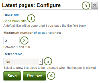 Configure the latest pages block