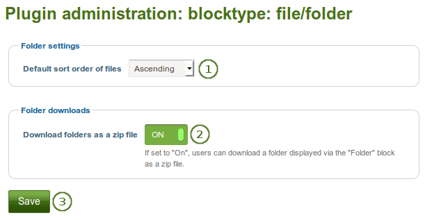 Configure the Folder block