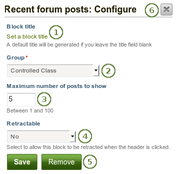 Configure the recent forum posts block