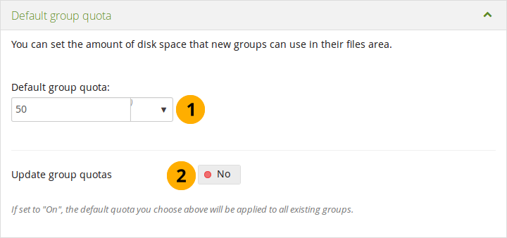 Configure the default group quota