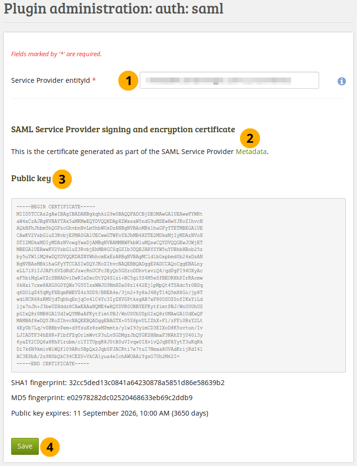 Site für SAML Authentifizierung vorbereiten