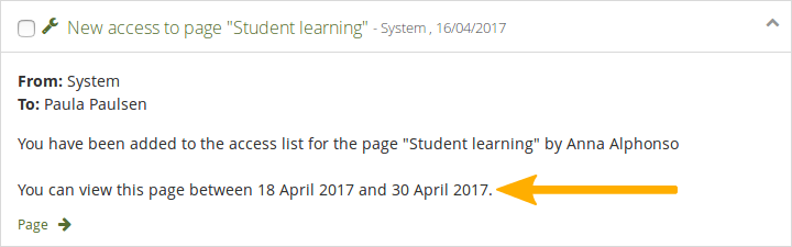 Notification with time frame in which portfolio is available