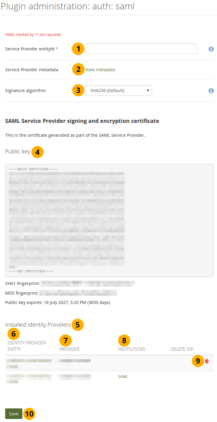 Site für SAML Authentifizierung vorbereiten