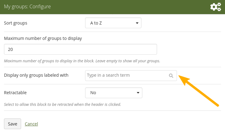 Display groups filtered by label on your profile page