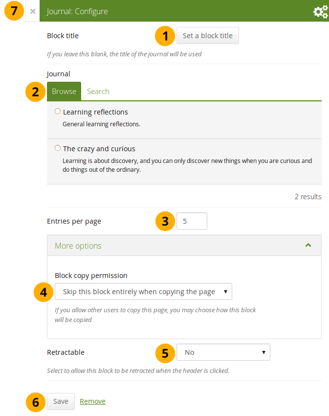 Configure the journal block