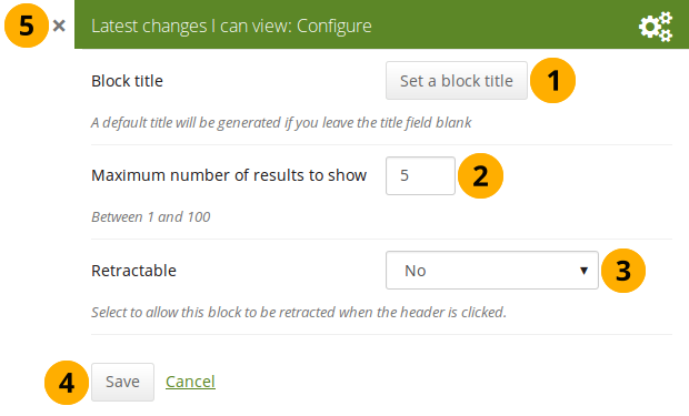 Configure the block 'Latest changes I can view'