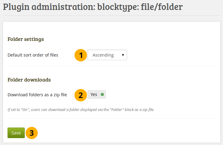 Configure the Folder block