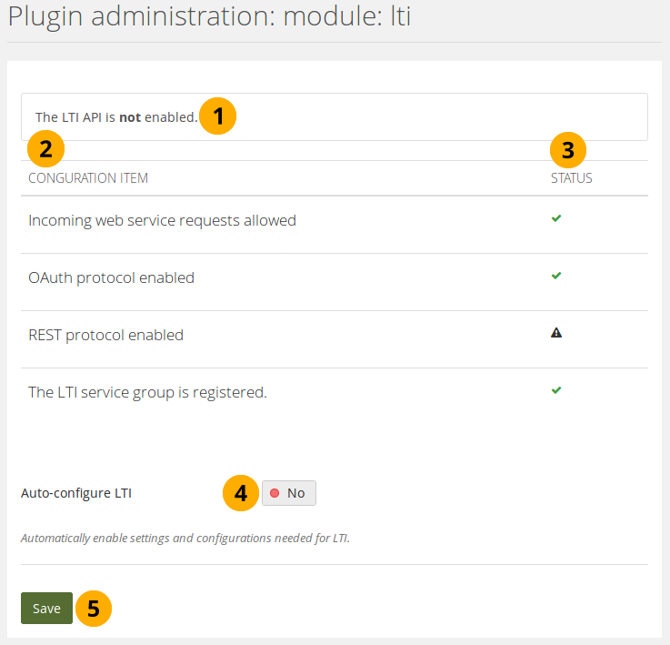 Configure the LTI plugin