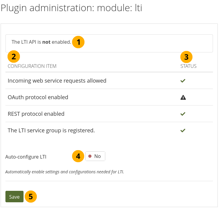 Configure the LTI plugin