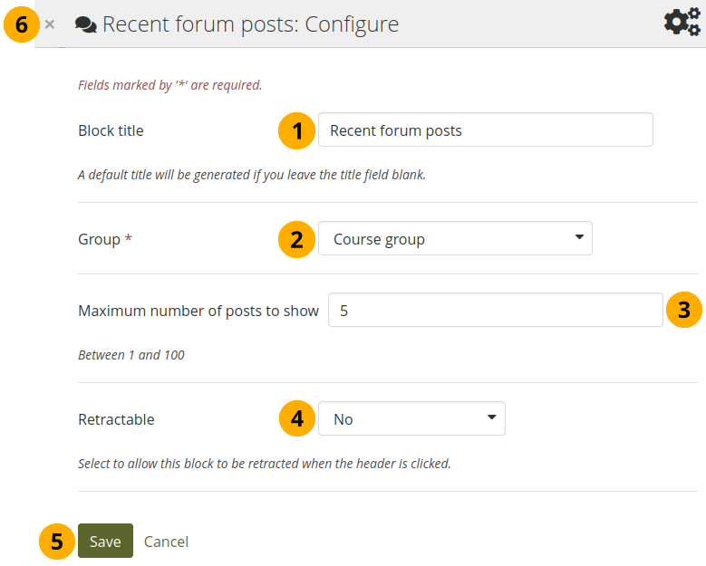 Configure the recent forum posts block