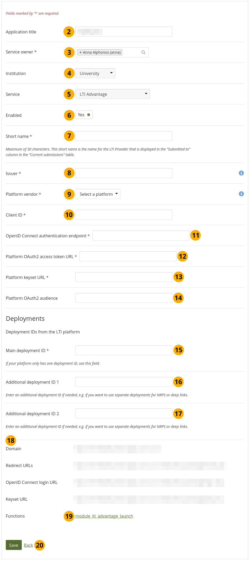 Edit the LTI Advantage connection in Mahara