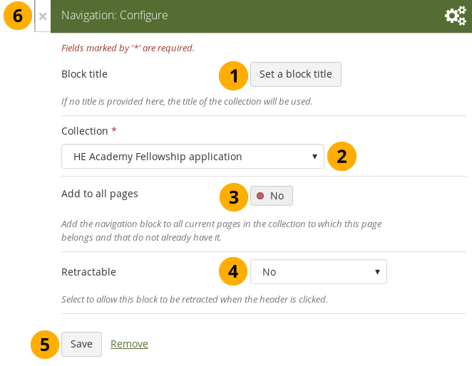 Configure the navigation block