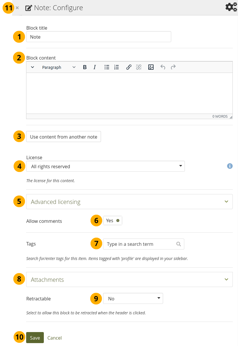 Configure the note block