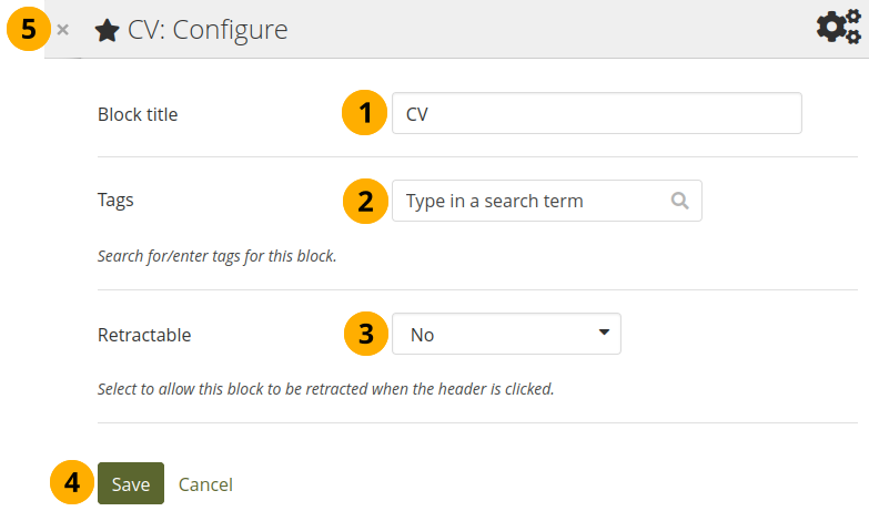 Configure the block 'My entire résumé'