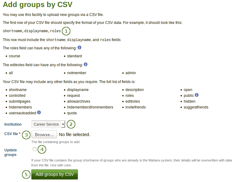 Add and update groups by CSV