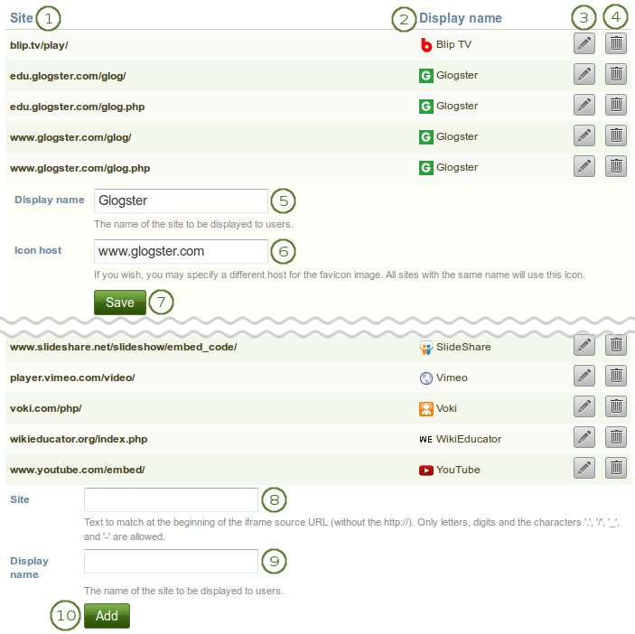 Add and edit allowed iframe sources