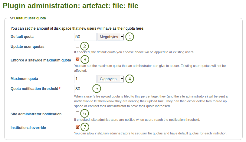 Configure the default user quota