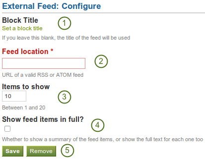 Configure external feed