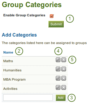 Manage group categories