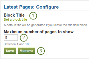 Configure the latest pages block