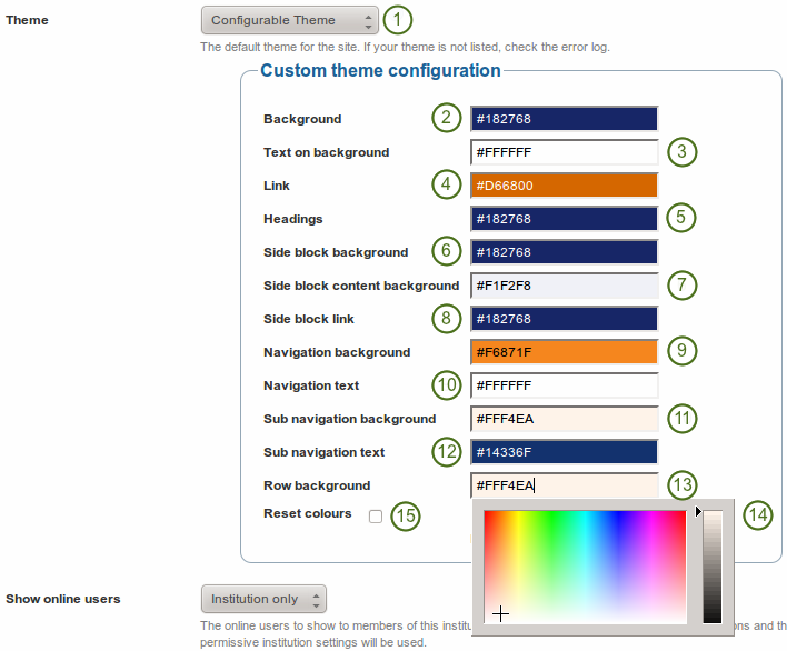 Options for the configurable theme