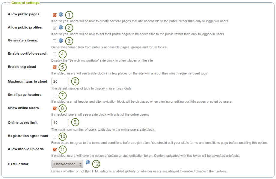 General settings