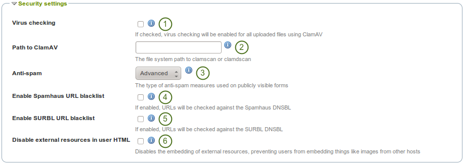 Security settings