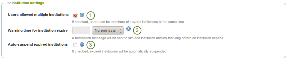 Institution settings