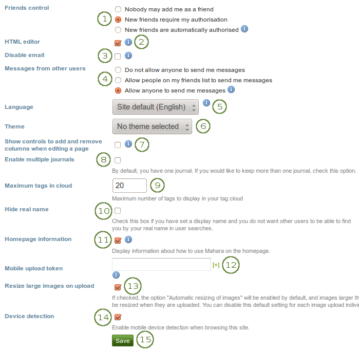 View and change your general account options