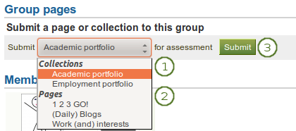 Submit a page or collection to a group