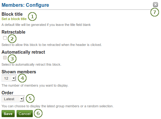 Configure the group pages block