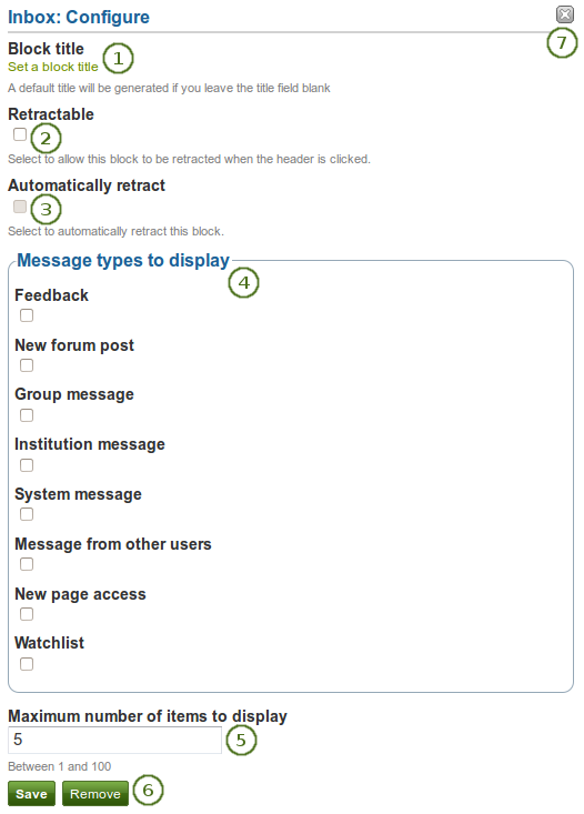 Configure the inbox block